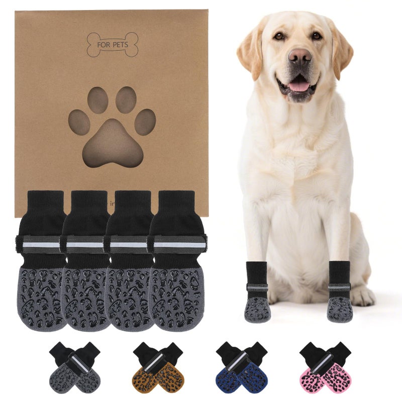 KOOLTAIL Anti Slip Dog Socks to Prevent Licking Paws,Dog Shoes for Hot Pavement, Reflective Traction Control Booties, Dogs Boots & Paw Protector for Hardwood Floors Small Medium Large Senior Dogs - Image 1