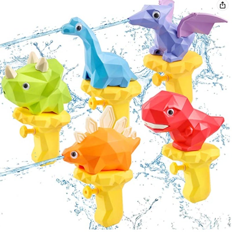 Water Spray Toy 5-Piece Dinosaur Squirt Guns Set For Kids - Lightweight ABS Pool Toys For Outdoor Summer Games Swimming Pool Beach Activities - Image 1