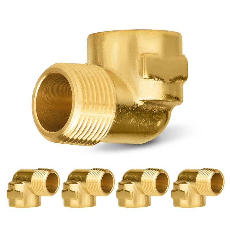 HeSun 5PCs HeSun Brass Pipe Fitting 34 NPT Male x 34 NPT Female 90Degree Barstock Street Elbow - Image 2