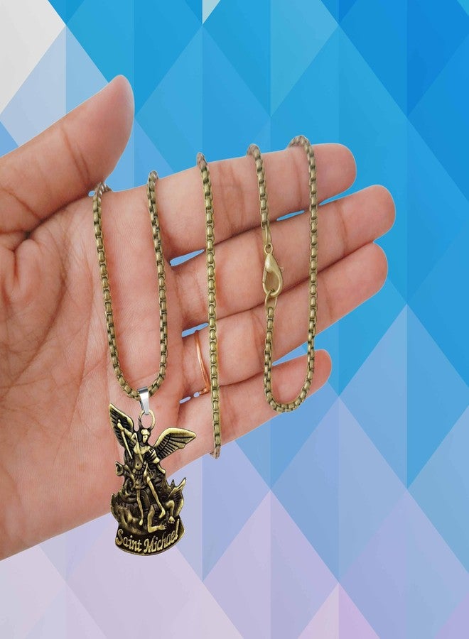 M Men Style St. Michael Archangel Locket | Christian Catholic Religious Necklace | Spiritual Protection Gift Bronze SPn2025355 - Image 3
