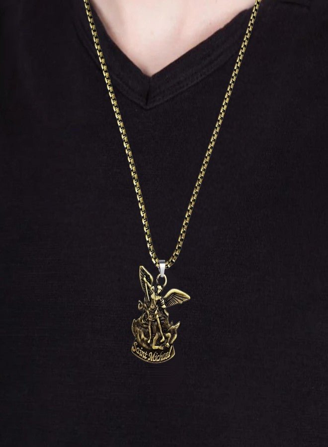 M Men Style St. Michael Archangel Locket | Christian Catholic Religious Necklace | Spiritual Protection Gift Bronze SPn2025355 - Image 5