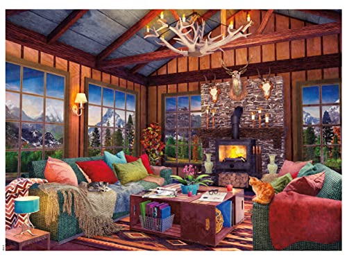 Ceaco Rustic Lodge Cozy Fire 1000 Piece Jigsaw Puzzle 27 x 20 - Image 1