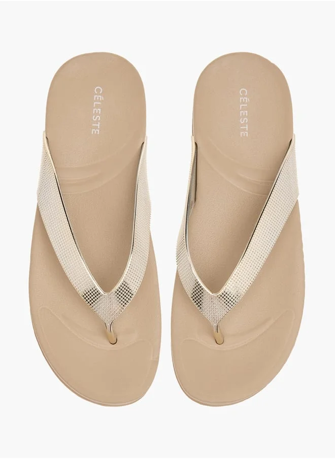 سيليست Womens Solid Slip-On Thong Slippers