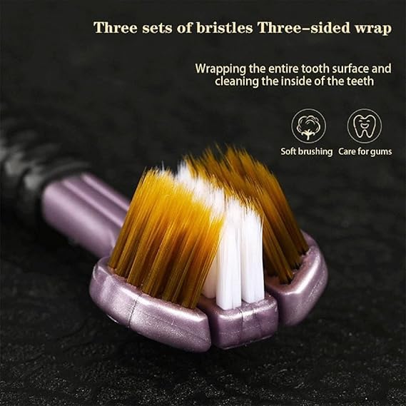 VAUGHN 3-Sided Kids Toothbrush | Ultra Soft Bristles | 360° Cleaning Manual Toothbrush for Toddlers & Children | Training Toothbrush for Boys & Girls | Pack of 3 (Multicolor, 18 cm) - Image 5