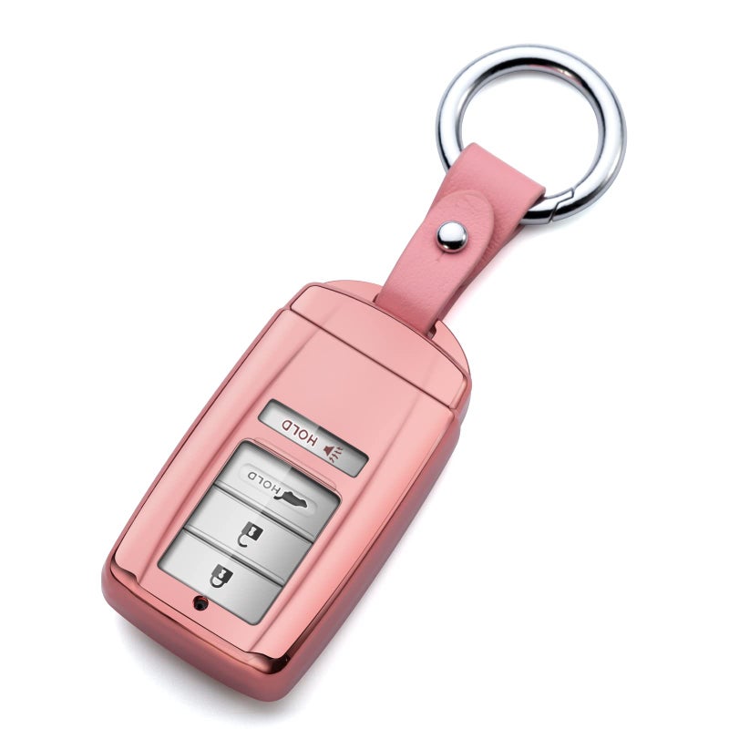 ZSPDACC Compatible with Acura Key Fob Cover Key Chain TLX RLX NSX RDX MDX ILX PLX Pink TPU Protector Car Key Chain Holder Case Accessories - Image 1
