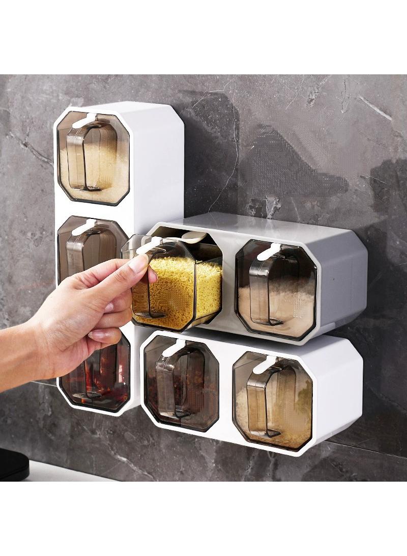 Bluejw Seasoning Boxes, Clear Seasoning Storage Containers Rack Combination Set Up Wall Mounted Seasoning Jars Spice Jars Without Punched Kitchen Spice POTS Kitchen Counters and Food Storage - Image 1