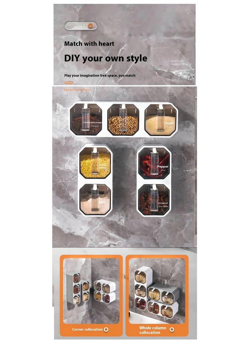 Bluejw Seasoning Boxes, Clear Seasoning Storage Containers Rack Combination Set Up Wall Mounted Seasoning Jars Spice Jars Without Punched Kitchen Spice POTS Kitchen Counters and Food Storage - Image 3