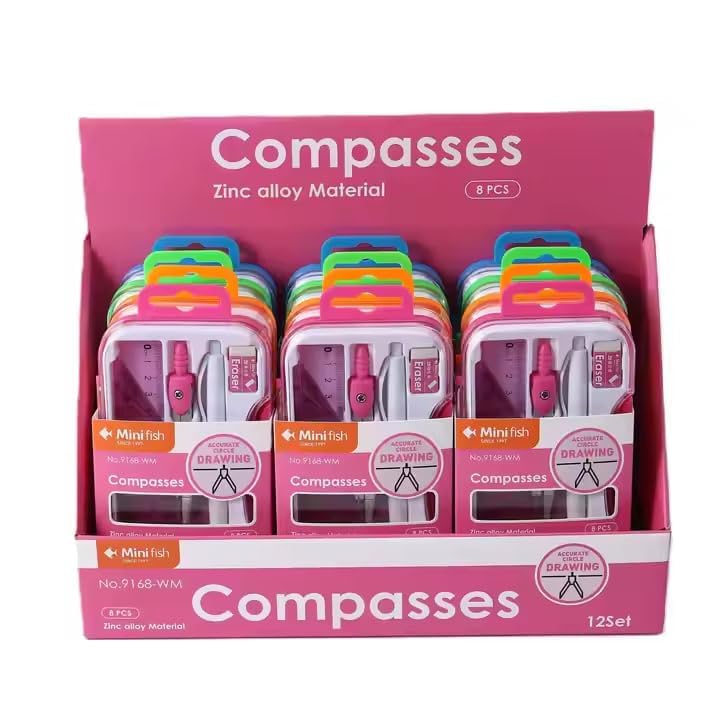 Mossio Geometry Set, 8-in-1 Math Kit Drafting Tools Include Study Compass, Graphic Compass, Protractor, Pencil, Eraser, Triangle, Set Square, 15cm/6” Ruler, Storage Box - Image 5