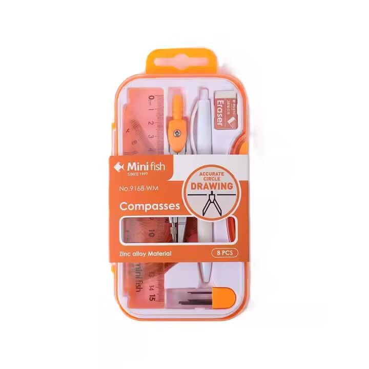 Mossio Geometry Set, 8-in-1 Math Kit Drafting Tools Include Study Compass, Graphic Compass, Protractor, Pencil, Eraser, Triangle, Set Square, 15cm/6” Ruler, Storage Box - Image 3