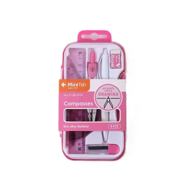 Mossio Geometry Set, 8-in-1 Math Kit Drafting Tools Include Study Compass, Graphic Compass, Protractor, Pencil, Eraser, Triangle, Set Square, 15cm/6” Ruler, Storage Box - Image 4