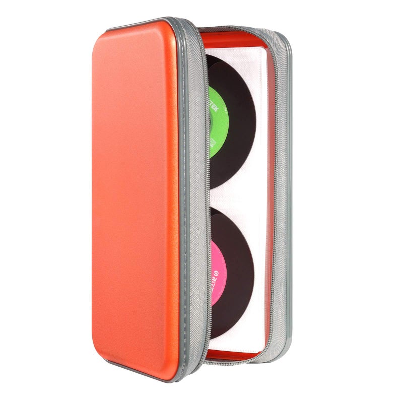 UENTIP 96 Capacity CD CasePortable DVD Hard Plastic Case Holder CD Organizer Wallet Protective DVD Storage 96 Orange
