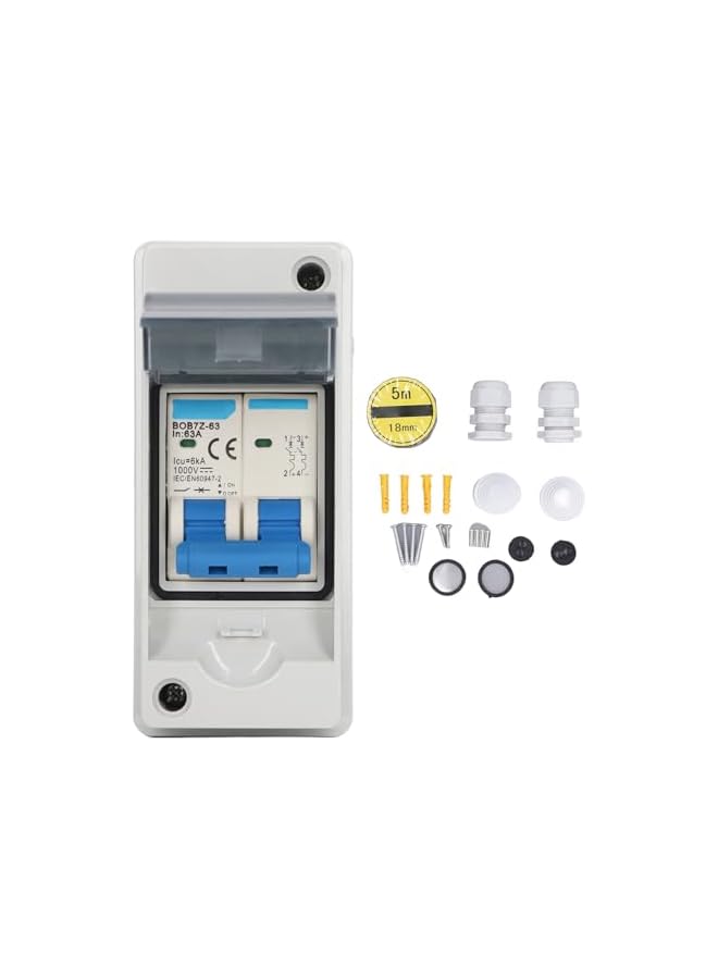 PROMASS 63A 1000V DC Disconnect Switch, PV Solar PV System Overvoltage DC Miniature Circuit Breaker Combiner Box for Households RVs Outdoor Use, IP65 Waterproof - Image 2