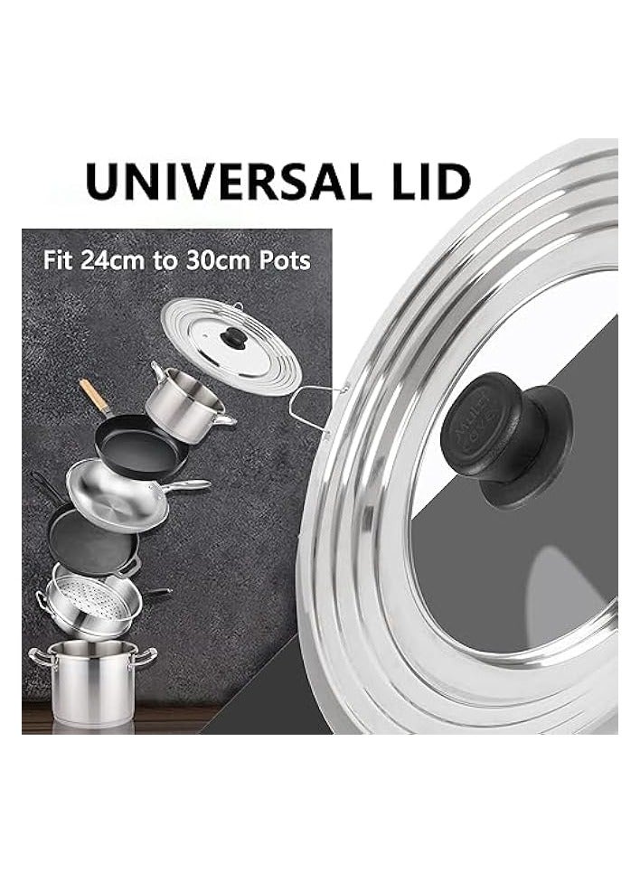 Green Tiger Universal Lid for Pots and Pans Skillets, Stainless Steel Pan Cover fit Fits 24-30cm Cookware, Large Replacement Frying Pan - Image 3