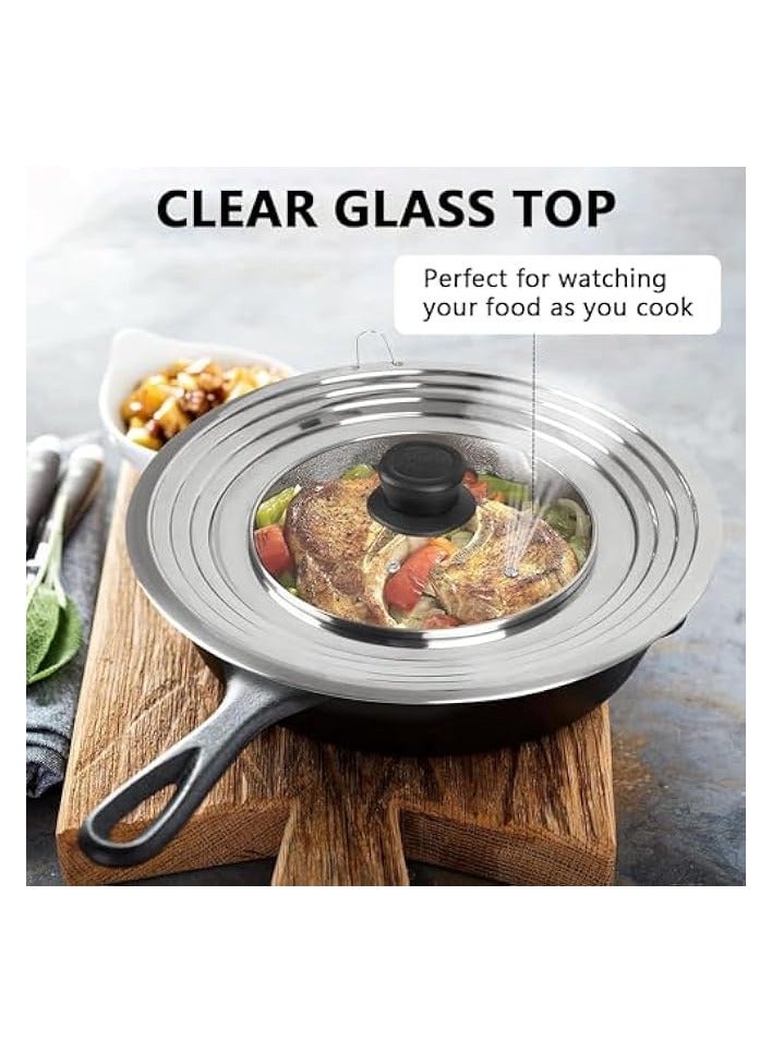 Green Tiger Universal Lid for Pots and Pans Skillets, Stainless Steel Pan Cover fit Fits 24-30cm Cookware, Large Replacement Frying Pan - Image 4