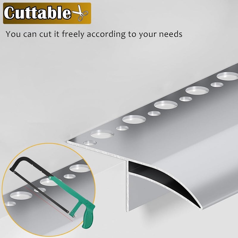 Metal Rain Diverter, Eaves Drip Line Roof Deflector for Balcony, Cuttable Aluminum Profile Roof Edge Line Strip - Image 5