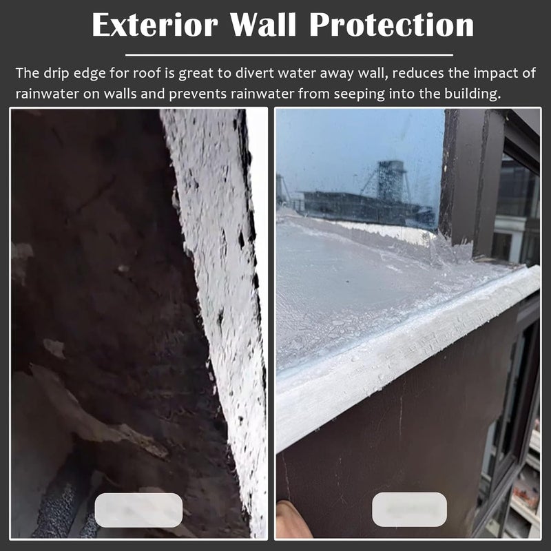 Metal Rain Diverter, Eaves Drip Line Roof Deflector for Balcony, Cuttable Aluminum Profile Roof Edge Line Strip - Image 4