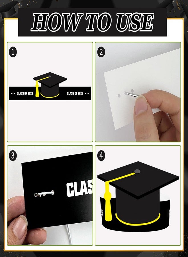 YumSur 30 Sets Paper Graduation Hats Class of 2026, Adjustable Graduate Cap with Elastic String for Grad Party Decoration Kindergarten Preschool Graduate Gift for Kid Student Adult - Image 3
