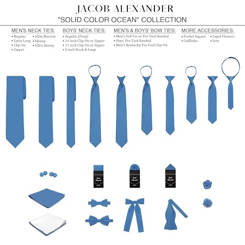 Jacob Alexander Men's Skinny Width 2" Solid Color Tie - Ocean - Image 5