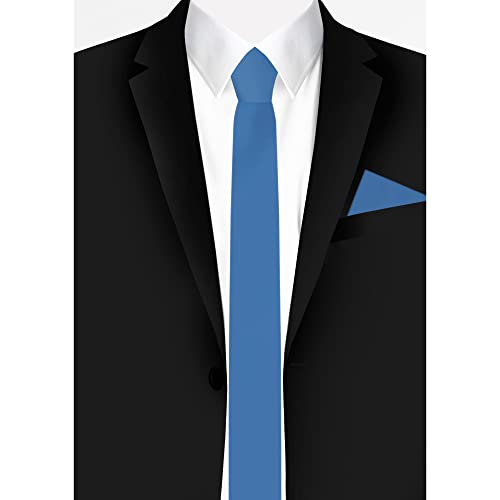 Jacob Alexander Men's Skinny Width 2" Solid Color Tie - Ocean - Image 3