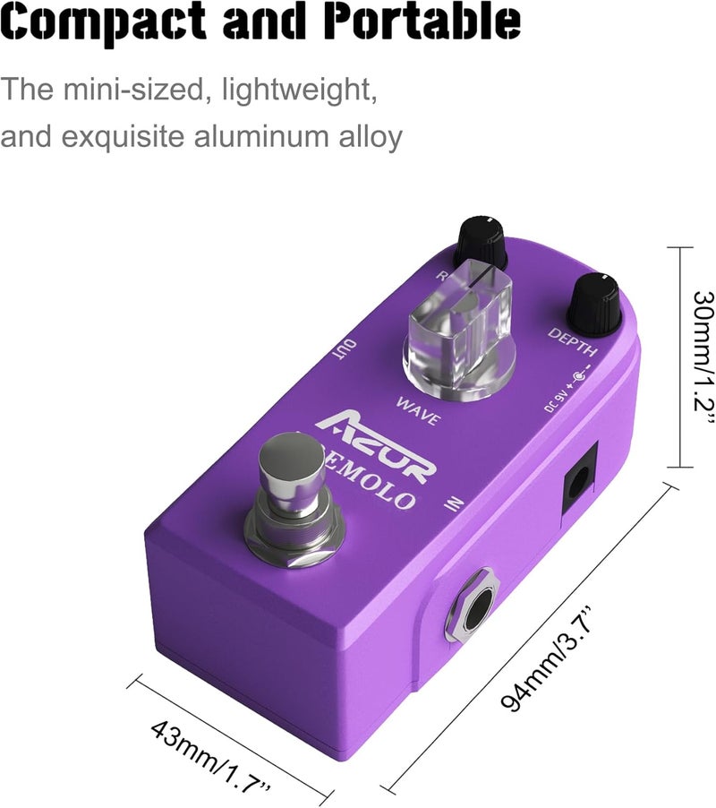 Azor Tremolo Guitar Effect Pedal Analog Tremolo Pedal for Electric Guitar True Bypass Aluminium alloy case - Image 2