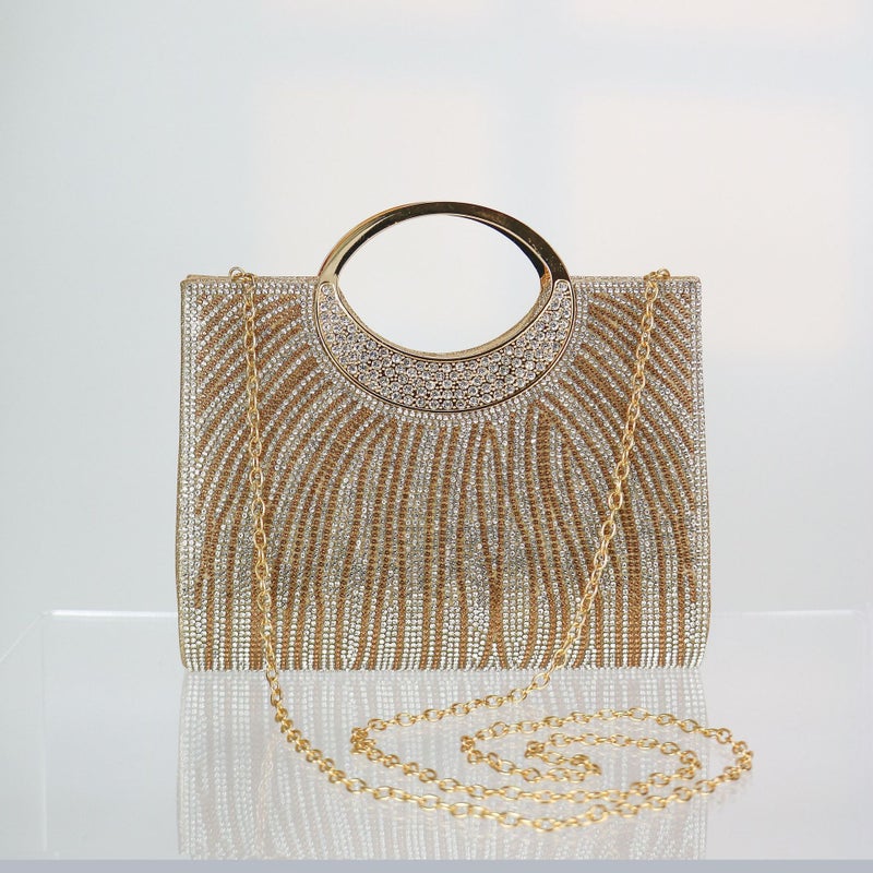 Fashion Evening Bag Shiny Rhinestone Striped Handbag Wedding Bridesmaid Bag Evening Bag Dress Bag Shoulder Bag - Image 1
