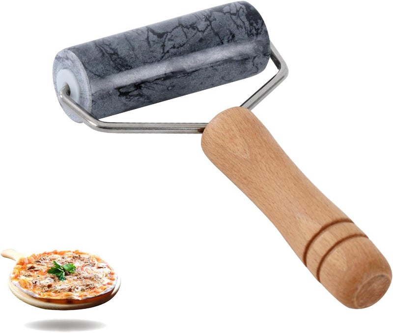 Tianman Rolling Pin Pizza Roller, Marble Roller Non-Stick T-Type, For Cake Baking Tortilla Fudge Pizza Cookies and Other Kitchen Baking Cooking (Type 2 Black). - Image 1