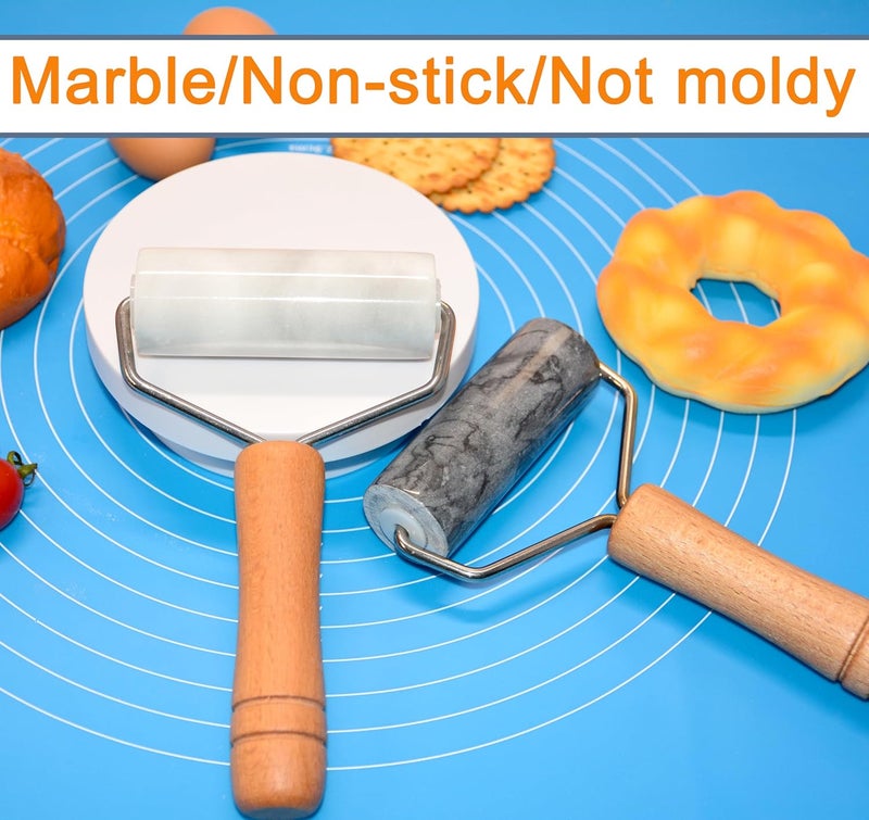 Tianman Rolling Pin Pizza Roller, Marble Roller Non-Stick T-Type, For Cake Baking Tortilla Fudge Pizza Cookies and Other Kitchen Baking Cooking (Type 2 Black). - Image 3