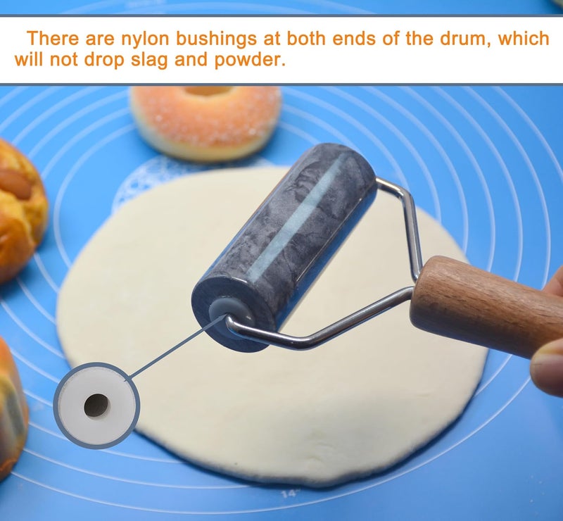 Tianman Rolling Pin Pizza Roller, Marble Roller Non-Stick T-Type, For Cake Baking Tortilla Fudge Pizza Cookies and Other Kitchen Baking Cooking (Type 2 Black). - Image 5