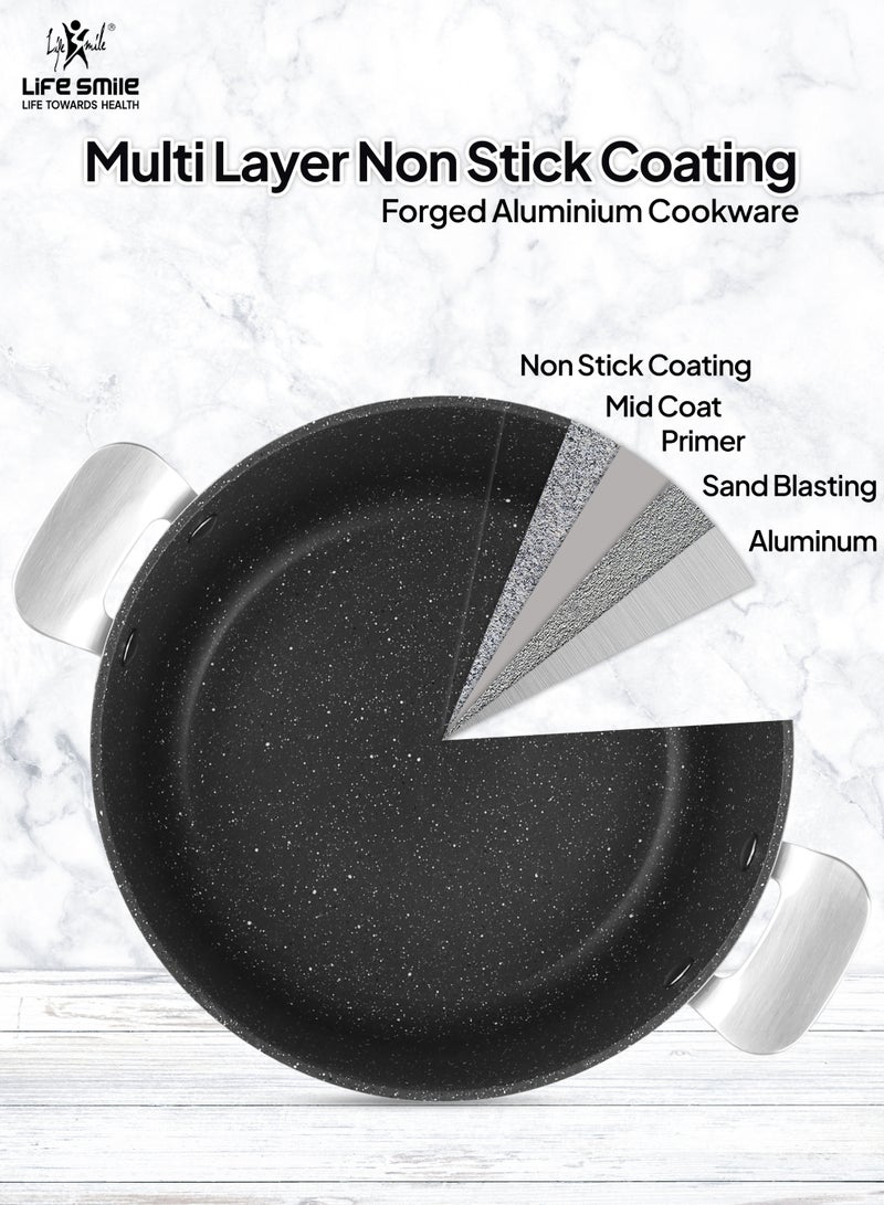 Life Smile 8-Piece Aluminum Cookware Set – Non-Stick Pots & Pans with Induction Bottom | 30/24/18cm Soup Pots, 18cm Saucepan & 24cm Fry Pan | Multi-Layer Non-Stick, Oven-Safe Cooking Set - Image 4