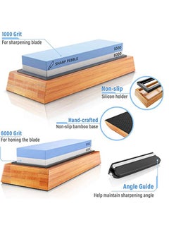 KASTWAVE Sharpening Stone 1000/6000 Grits Two Sides Professional Whetstone Knife Sharpener, Premiun Water Whetstone on Non-Slip Silicone Holder & Bamboo Block  - Image 5