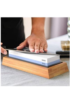 KASTWAVE Sharpening Stone 1000/6000 Grits Two Sides Professional Whetstone Knife Sharpener, Premiun Water Whetstone on Non-Slip Silicone Holder & Bamboo Block  - Image 3