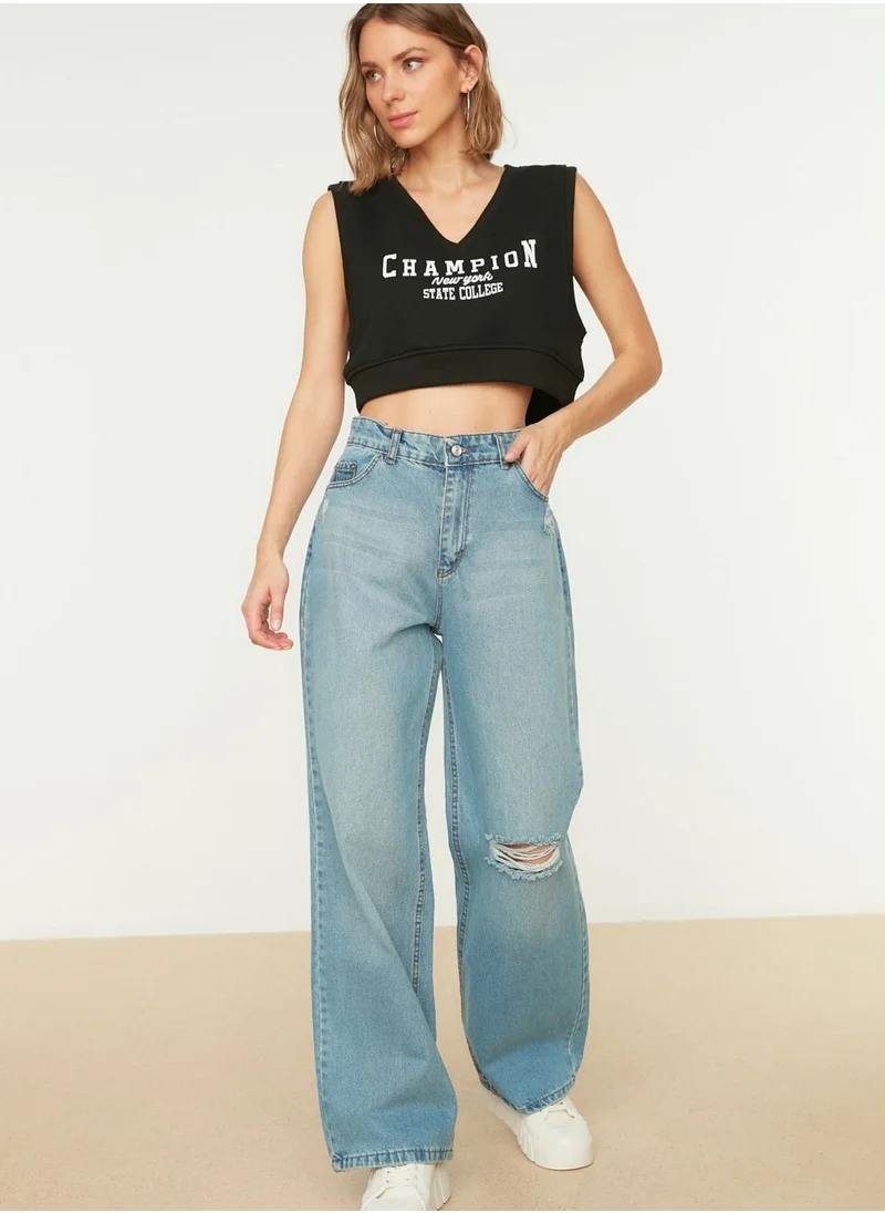 trendyol Ripped Straight Jeans