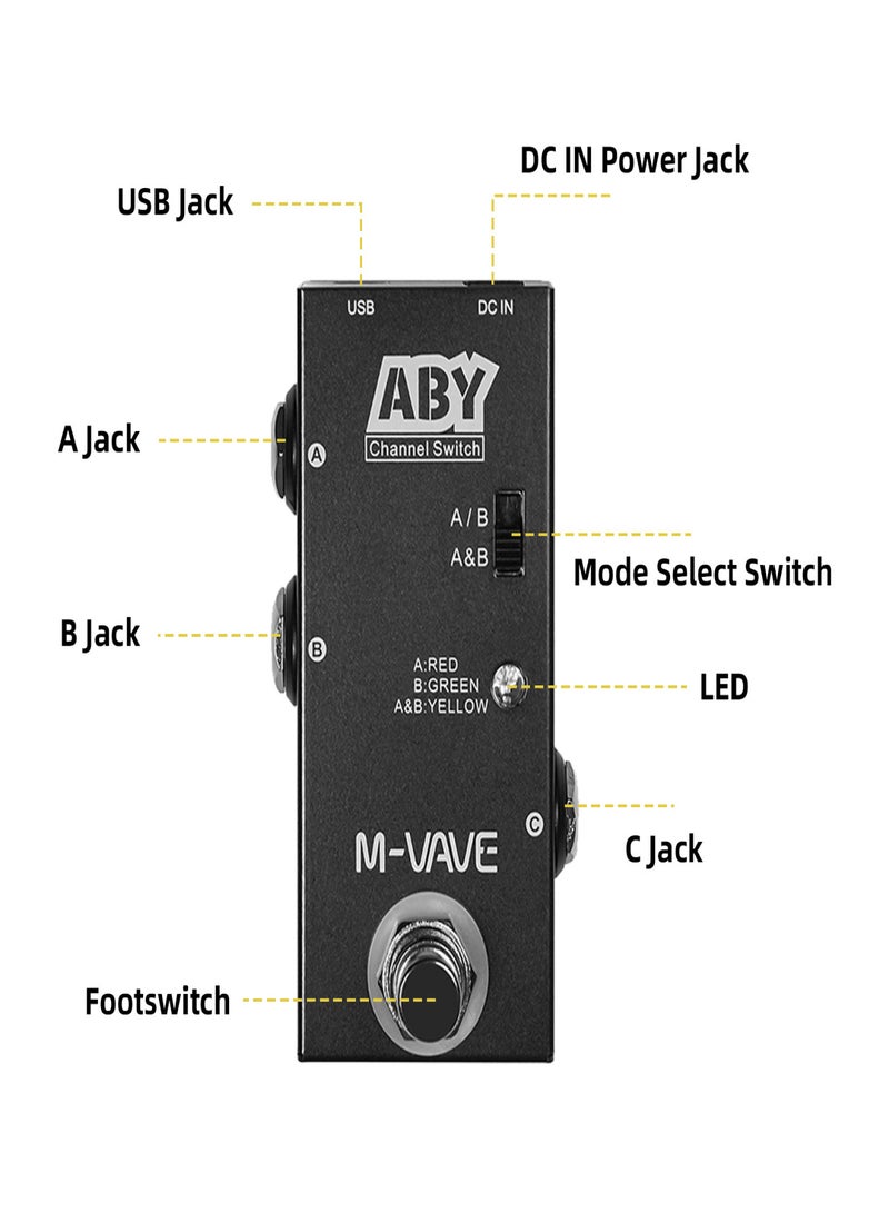 SKYFOX M-VAVE ABY Line Selector AB Switch Mini Guitar Effect Pedal True Bypass Guitar Bass Pedal AB Box - ABY Channel Switch - Image 4