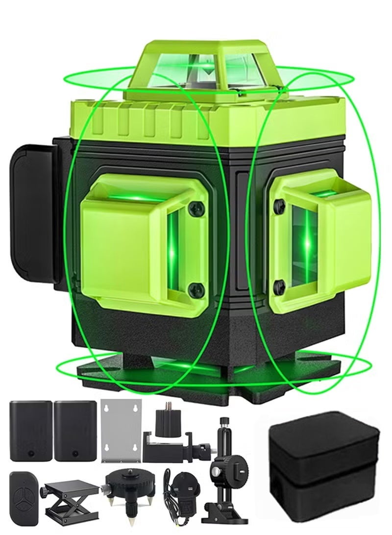 WALALLA Professional 16 Lines 4D Green Beam Laser Level - 360° Self-Leveling Cross Line Laser with Remote Control, 2x Rechargeable Batteries & Heavy Duty Carry Case for Construction and Tiling - Image 1