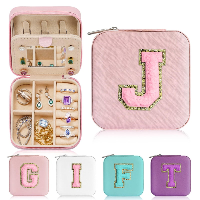 Parima Travel Jewelry Box for Girls Women Jewelry Organizer Box Personalized Jewelry Boxes for Women Girls Jewelry Box Necklace Earrings Ring Box Travel Jewelry Organizer Box Pink