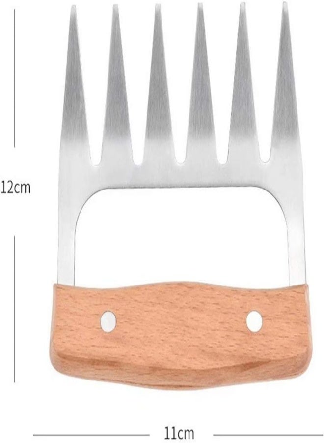 AKDC Bear Claws Meat Divider Meat Shredding Claws Torining Tools Stainless Steel Bbq Forks With Heat Insulation Wooden Handle 2 Pcs - Image 5