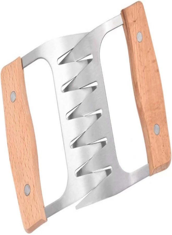 AKDC Bear Claws Meat Divider Meat Shredding Claws Torining Tools Stainless Steel Bbq Forks With Heat Insulation Wooden Handle 2 Pcs - Image 1
