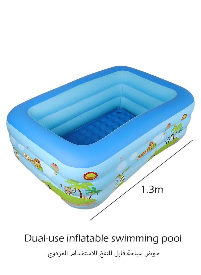 MEDOOSI Rectangle Non-Slip Kid Swimming Pool with Inflatable Inflatable Kiddie Pool Fun Outdoor Water Toys for Girls Boys Elastic BaseExternal Diameter 130cm - Image 1