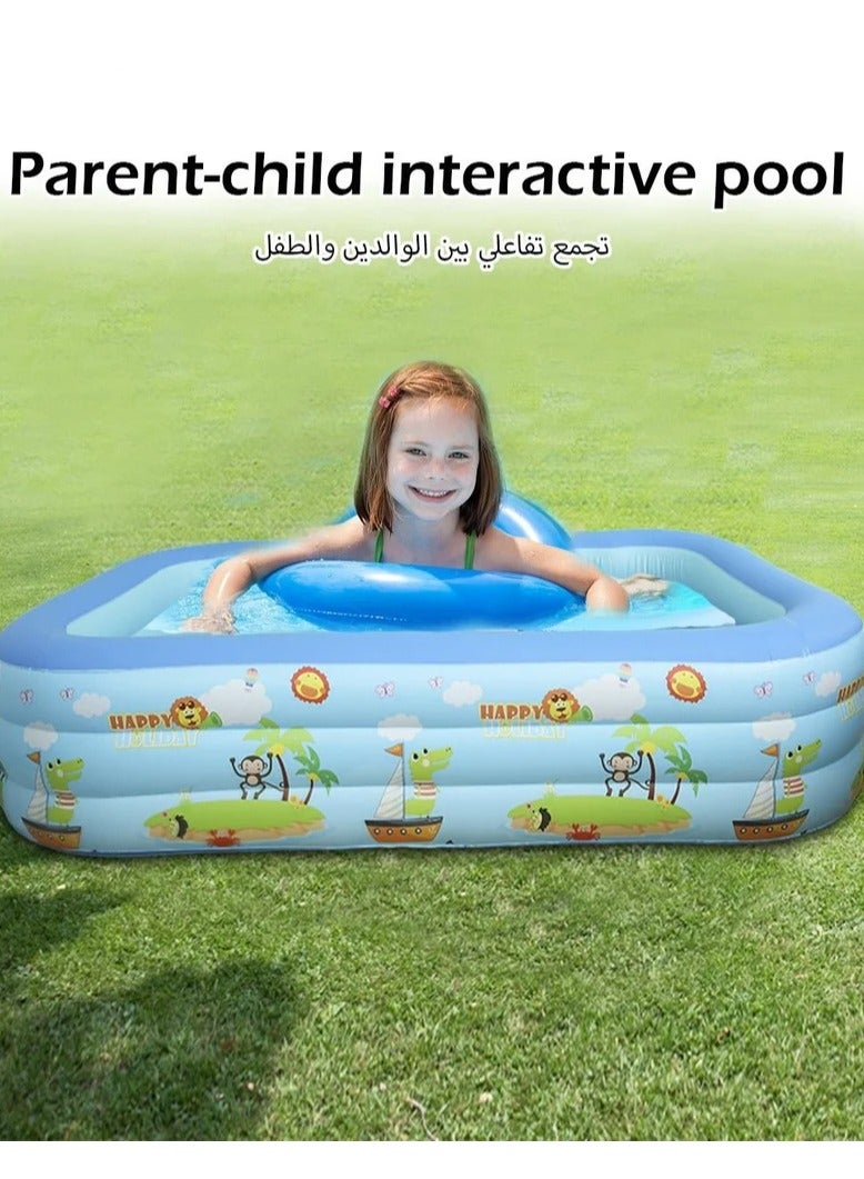 MEDOOSI Rectangle Non-Slip Kid Swimming Pool with Inflatable Inflatable Kiddie Pool Fun Outdoor Water Toys for Girls Boys Elastic BaseExternal Diameter 130cm - Image 4