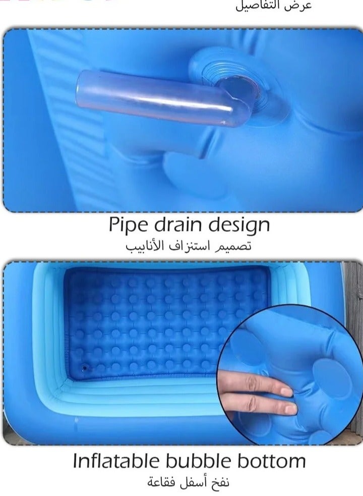 MEDOOSI Rectangle Non-Slip Kid Swimming Pool with Inflatable Inflatable Kiddie Pool Fun Outdoor Water Toys for Girls Boys Elastic BaseExternal Diameter 130cm - Image 5