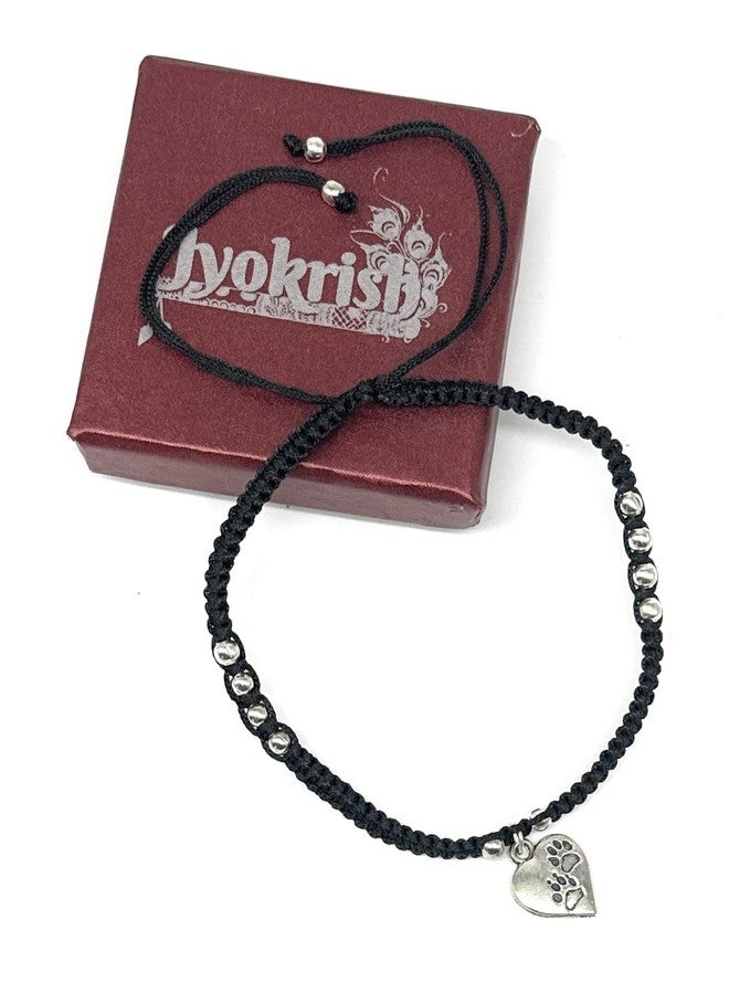 Jyokrish Handmade Adjustable Black silk dori hanging Heart Anklet For Women | girls | Nazariya |Payal | Adult |Free Size |Workwear | Single Leg - Image 3