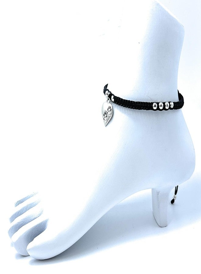 Jyokrish Handmade Adjustable Black silk dori hanging Heart Anklet For Women | girls | Nazariya |Payal | Adult |Free Size |Workwear | Single Leg - Image 4