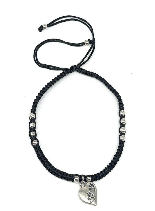 Jyokrish Handmade Adjustable Black silk dori hanging Heart Anklet For Women | girls | Nazariya |Payal | Adult |Free Size |Workwear | Single Leg - Image 1
