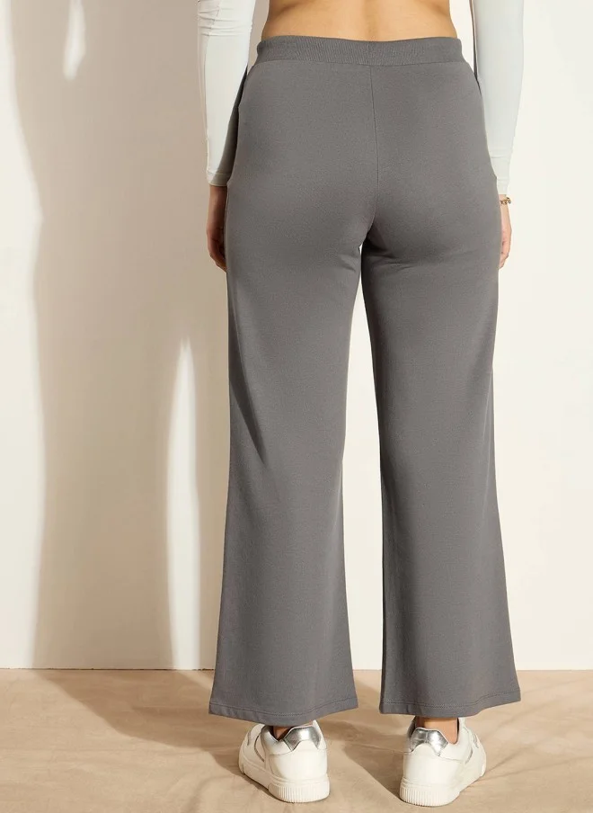 SASSAFRAS Grey Cotton Regular Fit Track Pants for Women