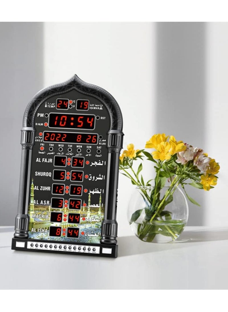 AL-HARAMEEN LED Digital Muslim Clock Islamic Wall Clock, Mosque Prayer Times Wall Clock, Masjid Clock with Complete Azaan (Black) - Image 3