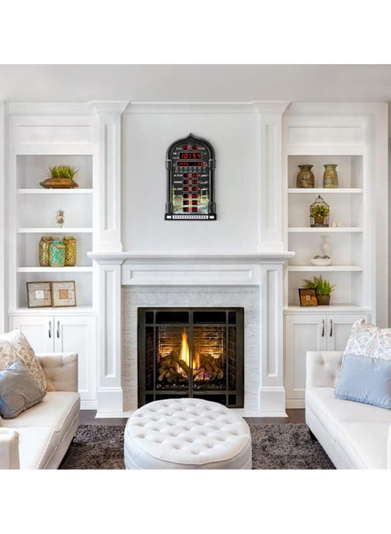 AL-HARAMEEN LED Digital Muslim Clock Islamic Wall Clock, Mosque Prayer Times Wall Clock, Masjid Clock with Complete Azaan (Black) - Image 4