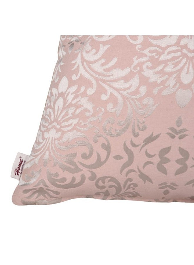 Home - The Best is for You Designer Self Design Cotton 275 TC Cushion Covers | Pack of 2 (Light Pink_Damask, 24X24 Inch) - Image 5