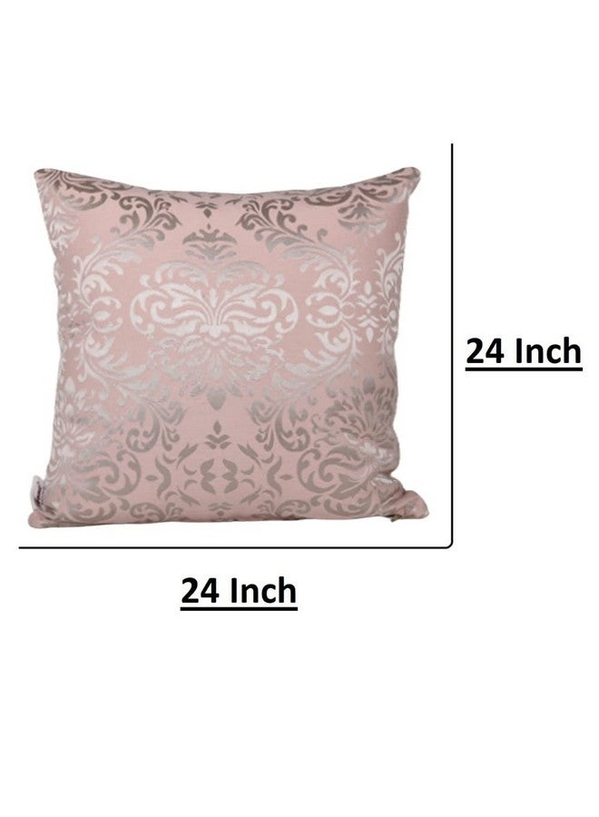 Home - The Best is for You Designer Self Design Cotton 275 TC Cushion Covers | Pack of 2 (Light Pink_Damask, 24X24 Inch) - Image 3