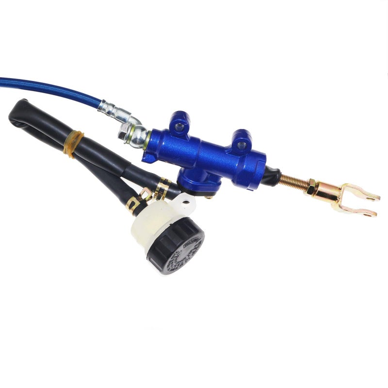 PRO BAT Rear Hydraulic Brake Assembly Caliper Master Cylinder Kit with Extra Brake Pad for Four Wheeler Baja for Go Kart Golf Cart ATV, Blue - Image 5