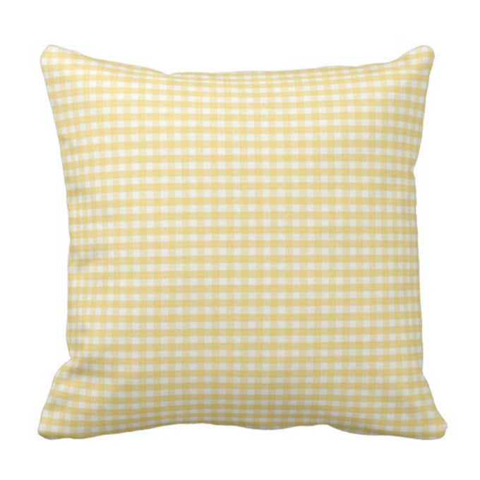 THROW PILLOW COVER ACCENT YELLOW GINGHAM SPRING WHITE LIVINGROOM DECORATIVE PILLOW CASE HOME DECOR SQUARE 18 X 18 INCH PILLOWCASE